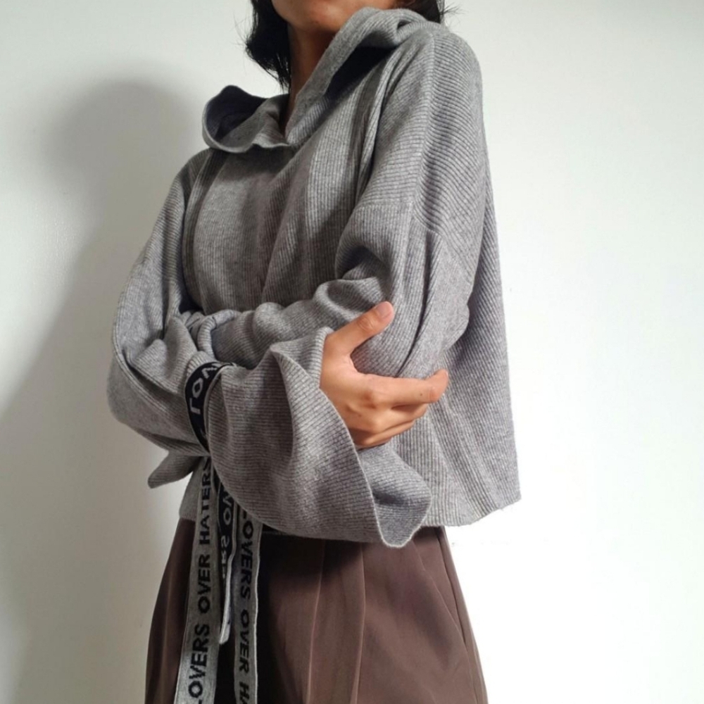 H&M Gray Sweater with Tie Details On Sleeves